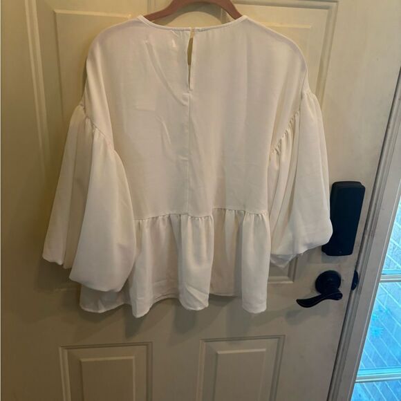 Anthropologie Mustard Seed Cream Blouse with 3/4 Sleeves and Relaxed Fit - Picture 5 of 5
